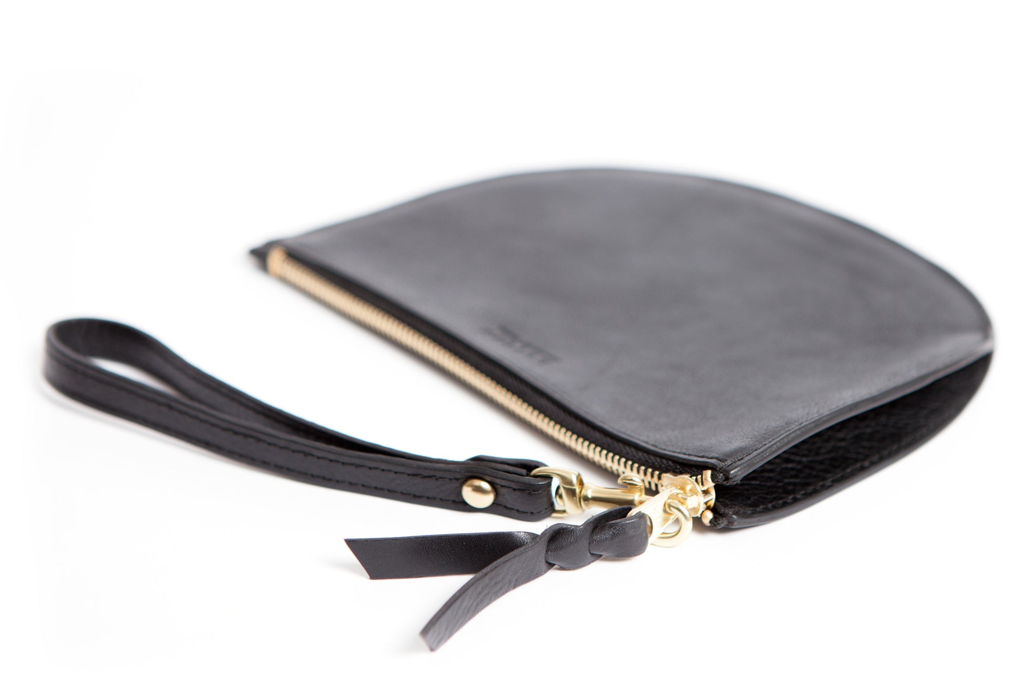 Black leather oval coin purse